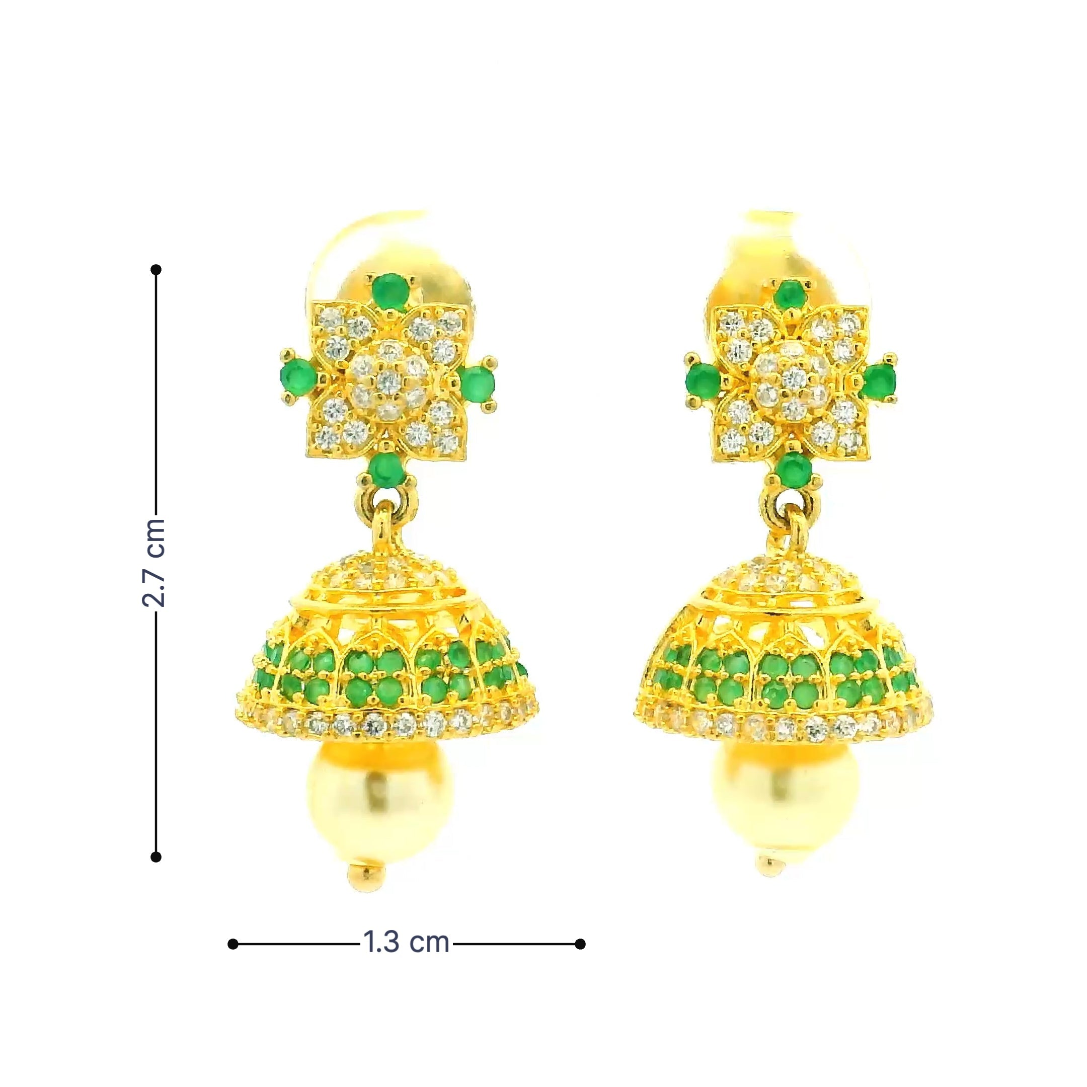 Stunning Stone Gold Plated Studded Jhumkas