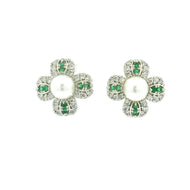 Diamond Clover Flower Earrings