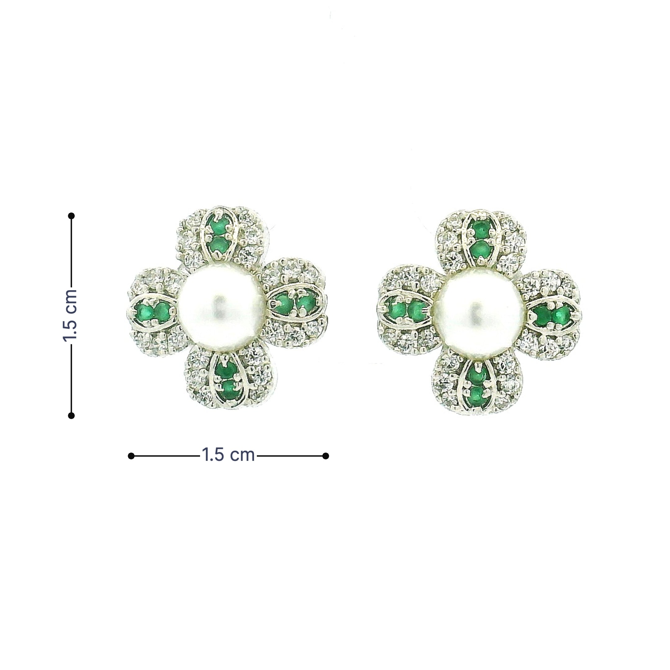 Diamond Clover Flower Earrings