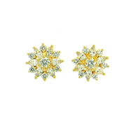 Dazzling Flower Cluster Gold Plated Earrings