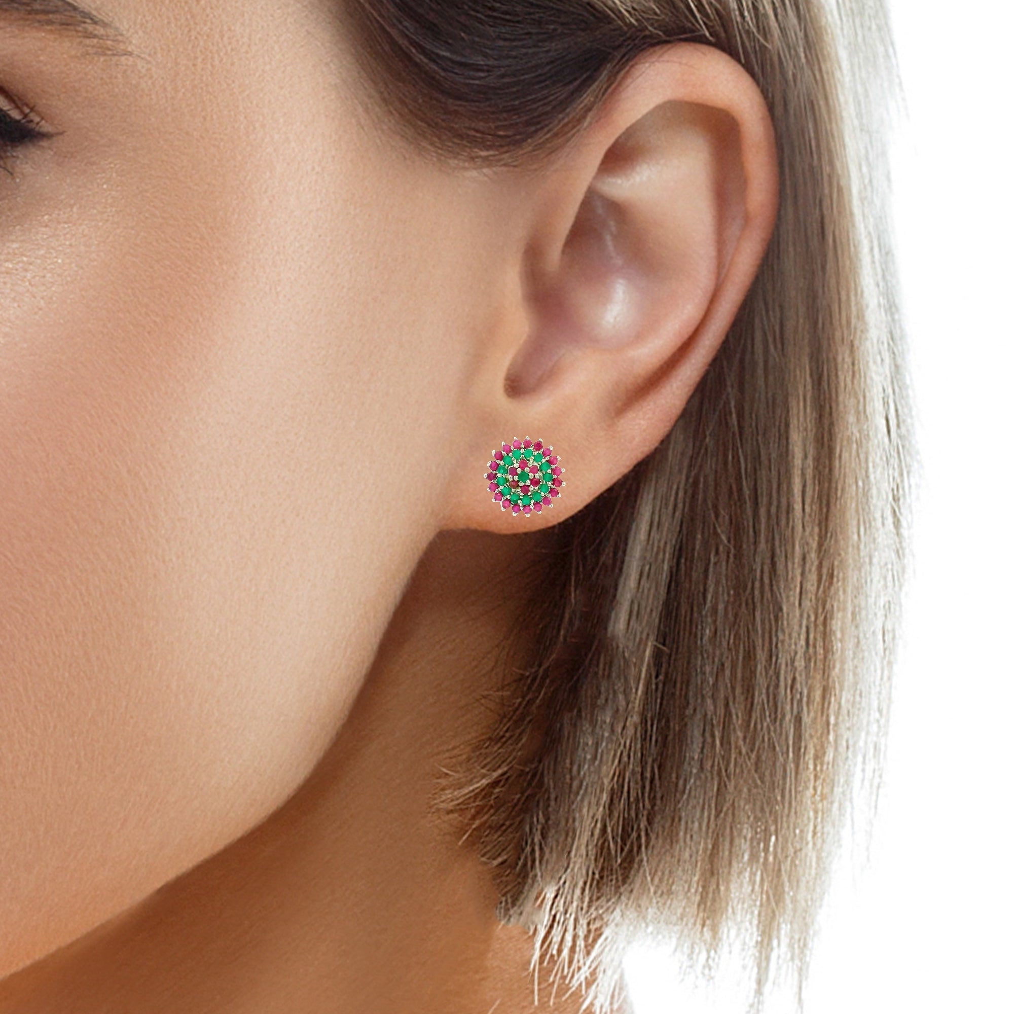 Colorful Round Stud Earrings