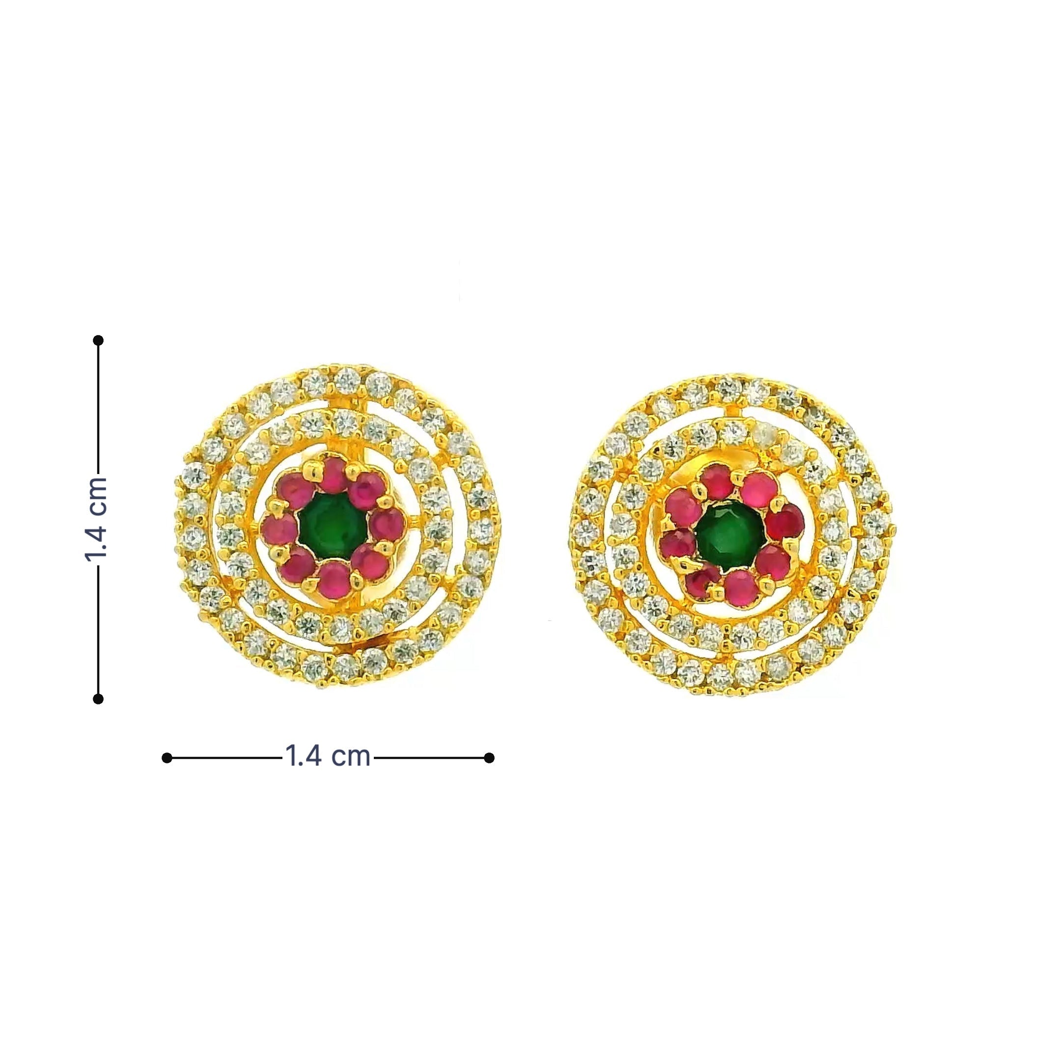 Concentric Circle Gold Plated Stone Studs