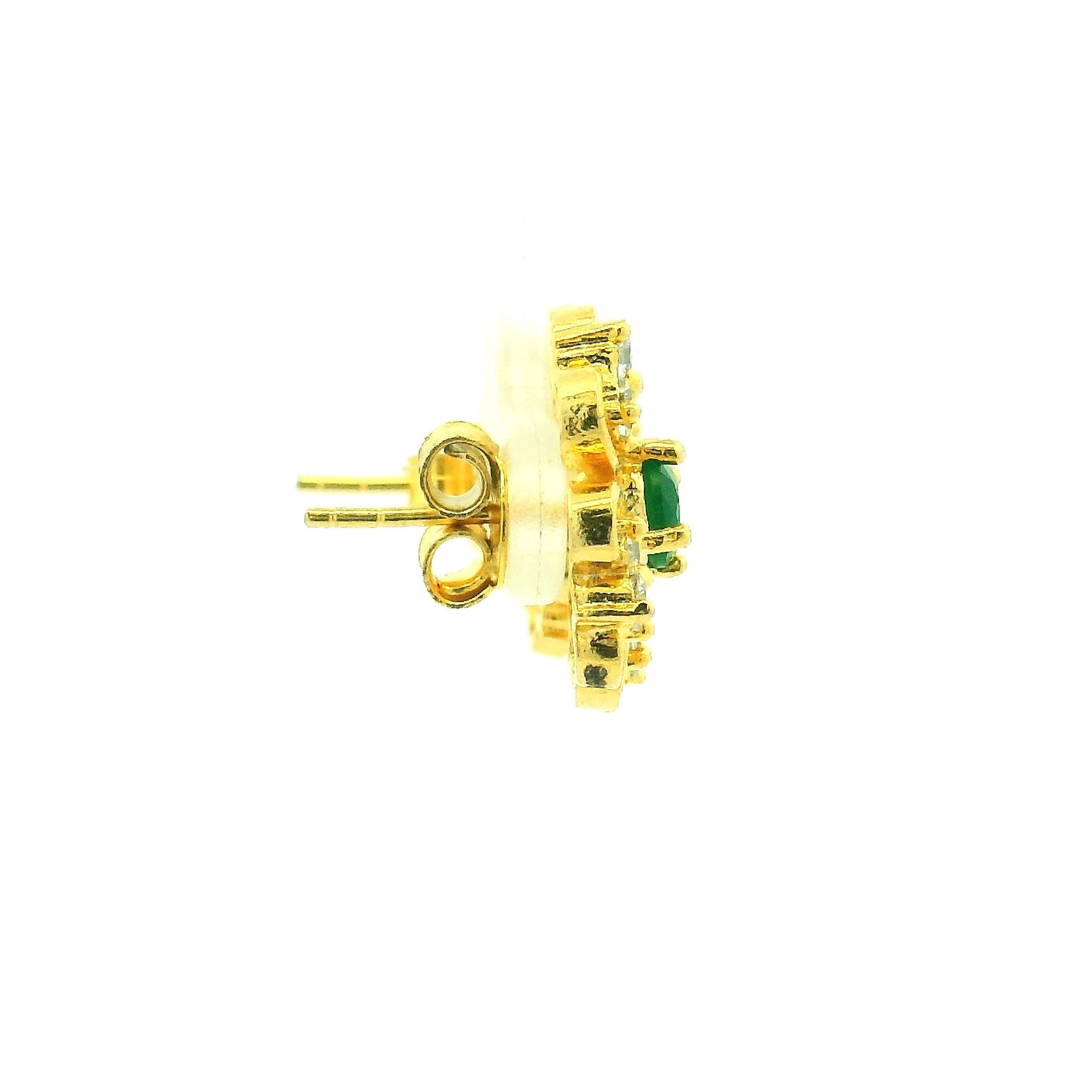 Modern Bloom Green Stone Gold Plated Studs