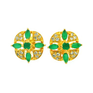 Vibrant Green Stone Gold Plated Studs