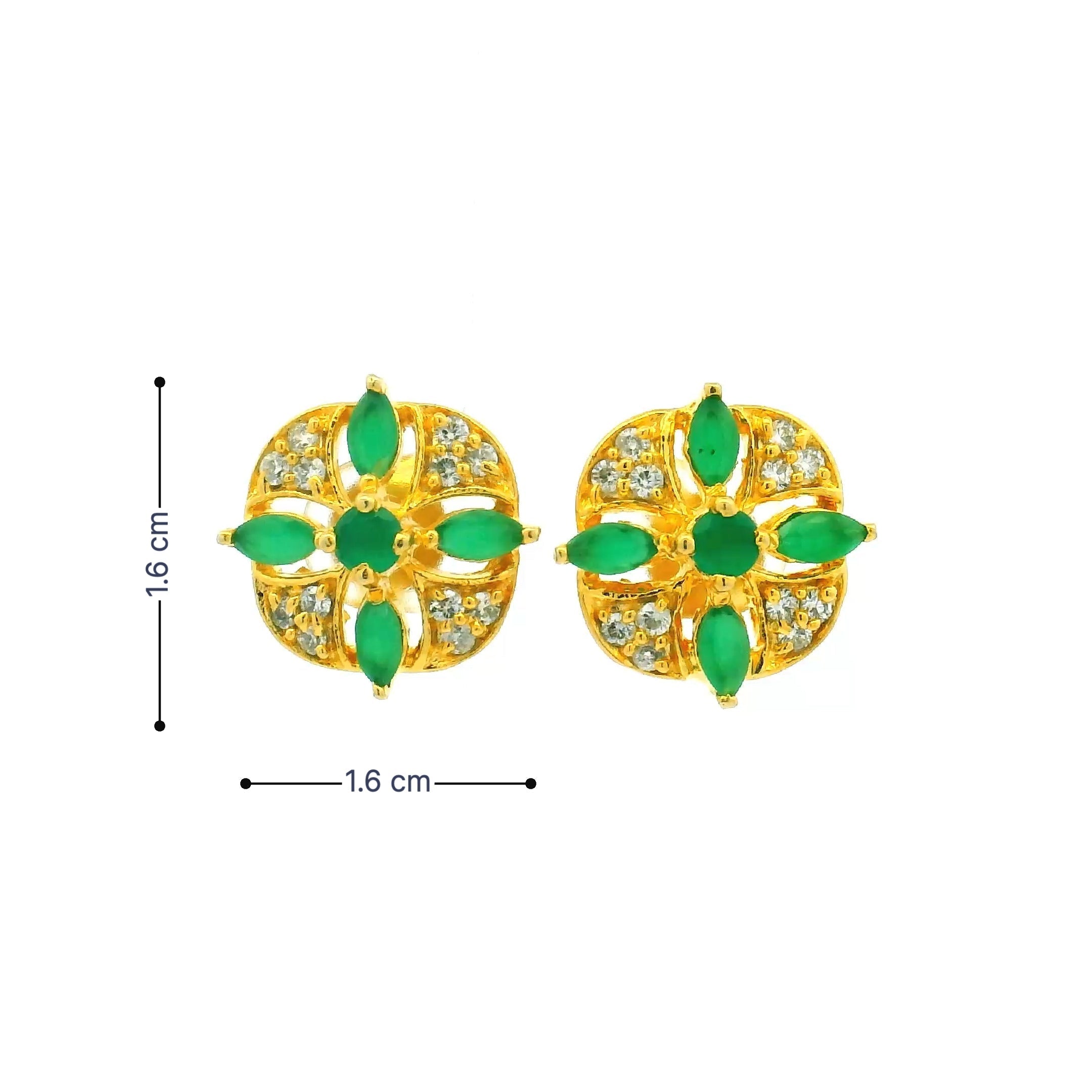 Vibrant Green Stone Gold Plated Studs