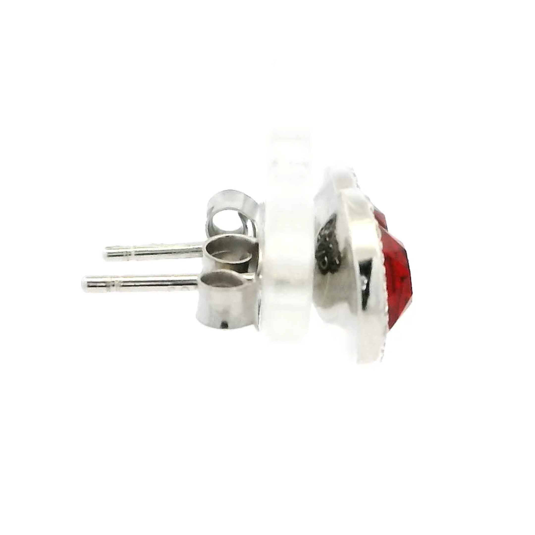 Crimson Sparkle Halo Stud Earrings