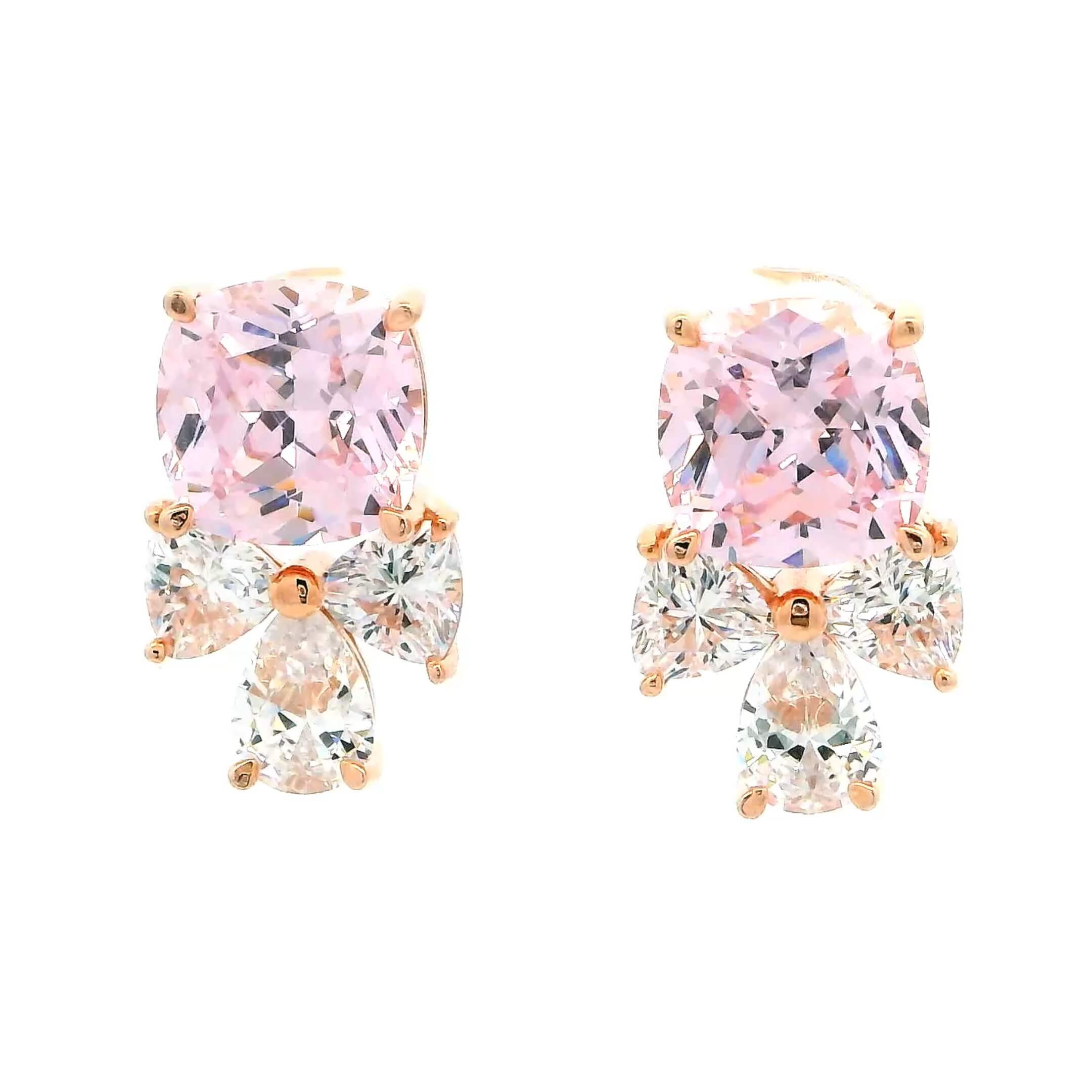 Soft Pink Cushion Cut Floral Danglers