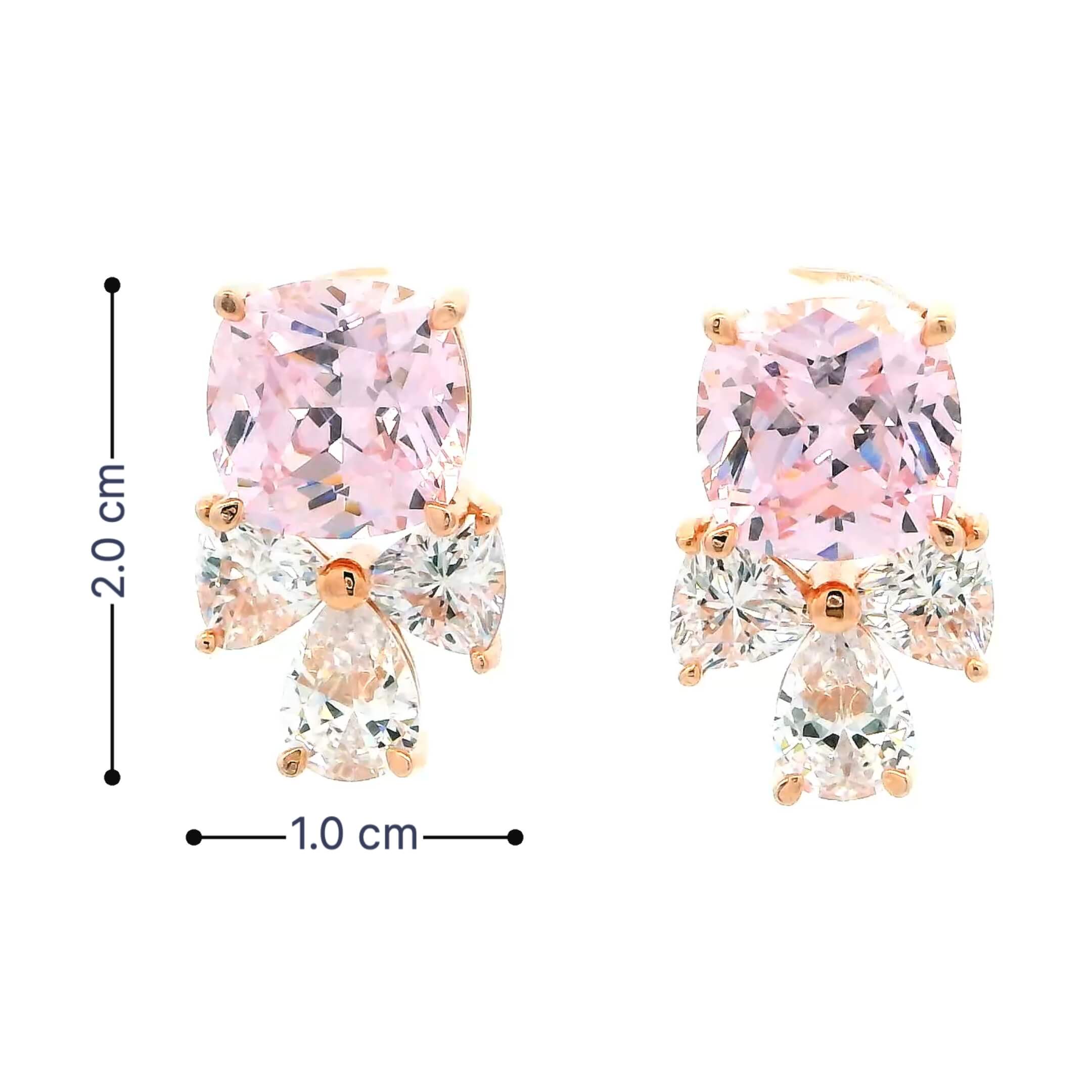 Soft Pink Cushion Cut Floral Danglers