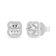 Petal Spark Solitaire Silver Studs