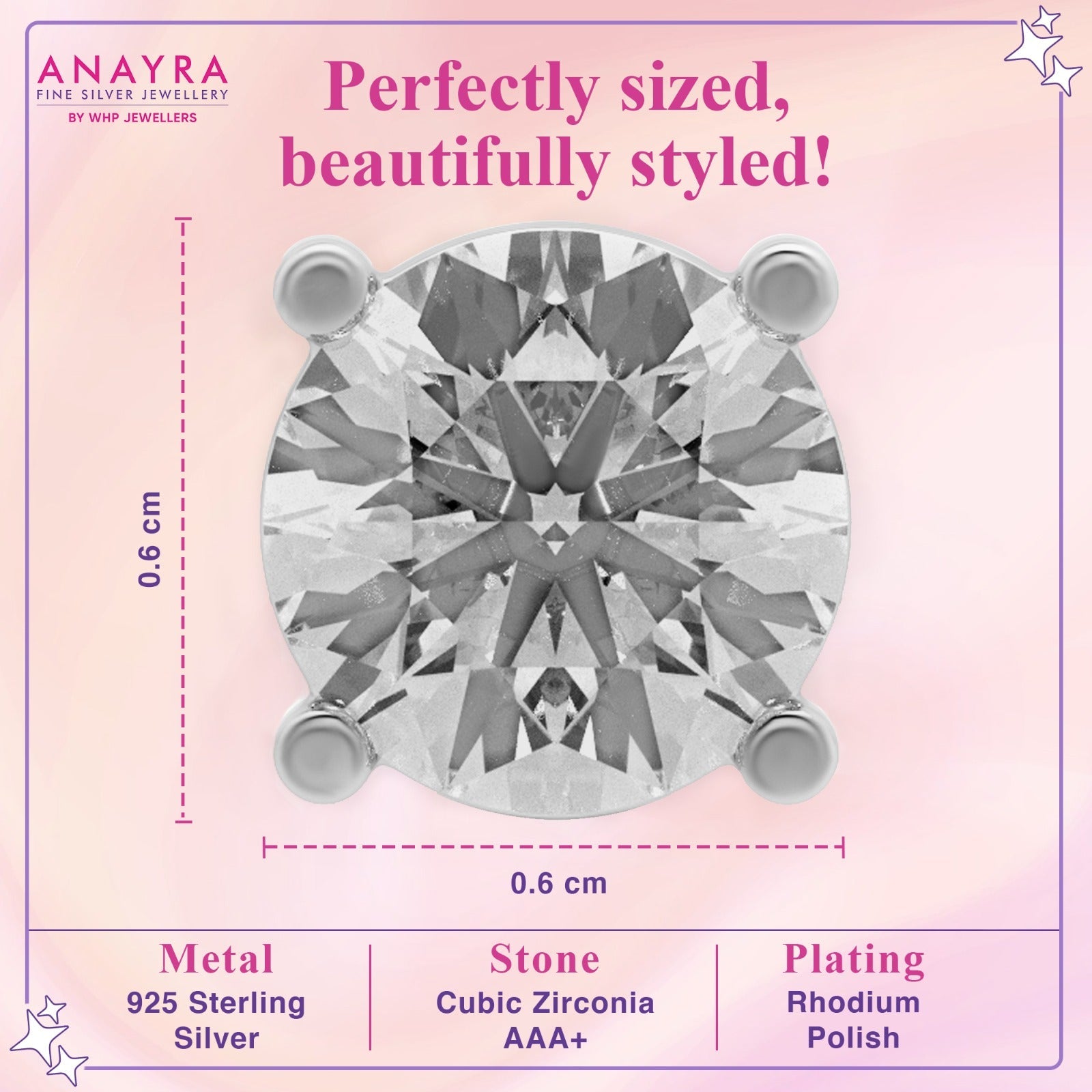 Radiant Round Cut Men's Stud