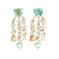 Sparkling Aqua Heart Dangle Earrings