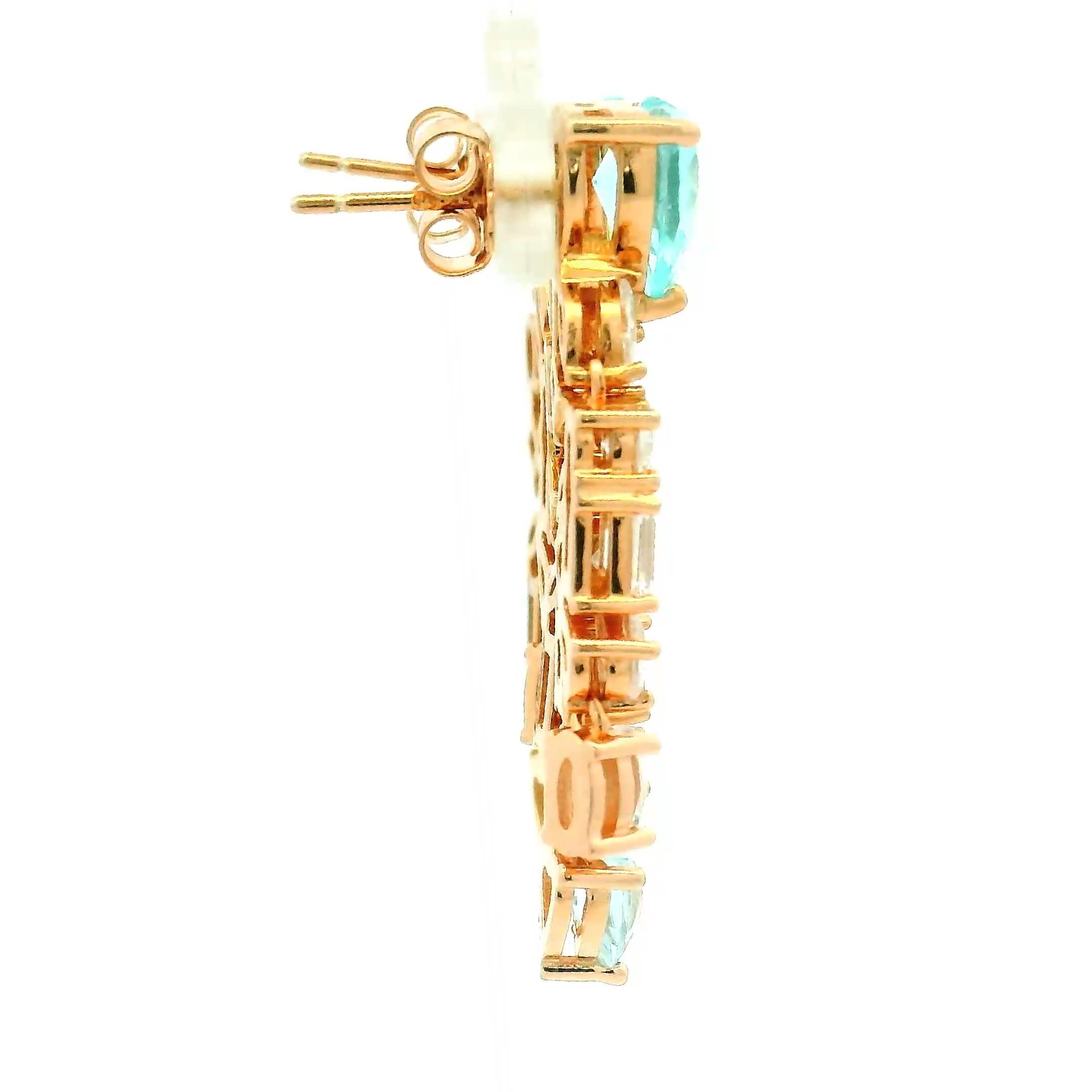 Sparkling Aqua Heart Dangle Earrings