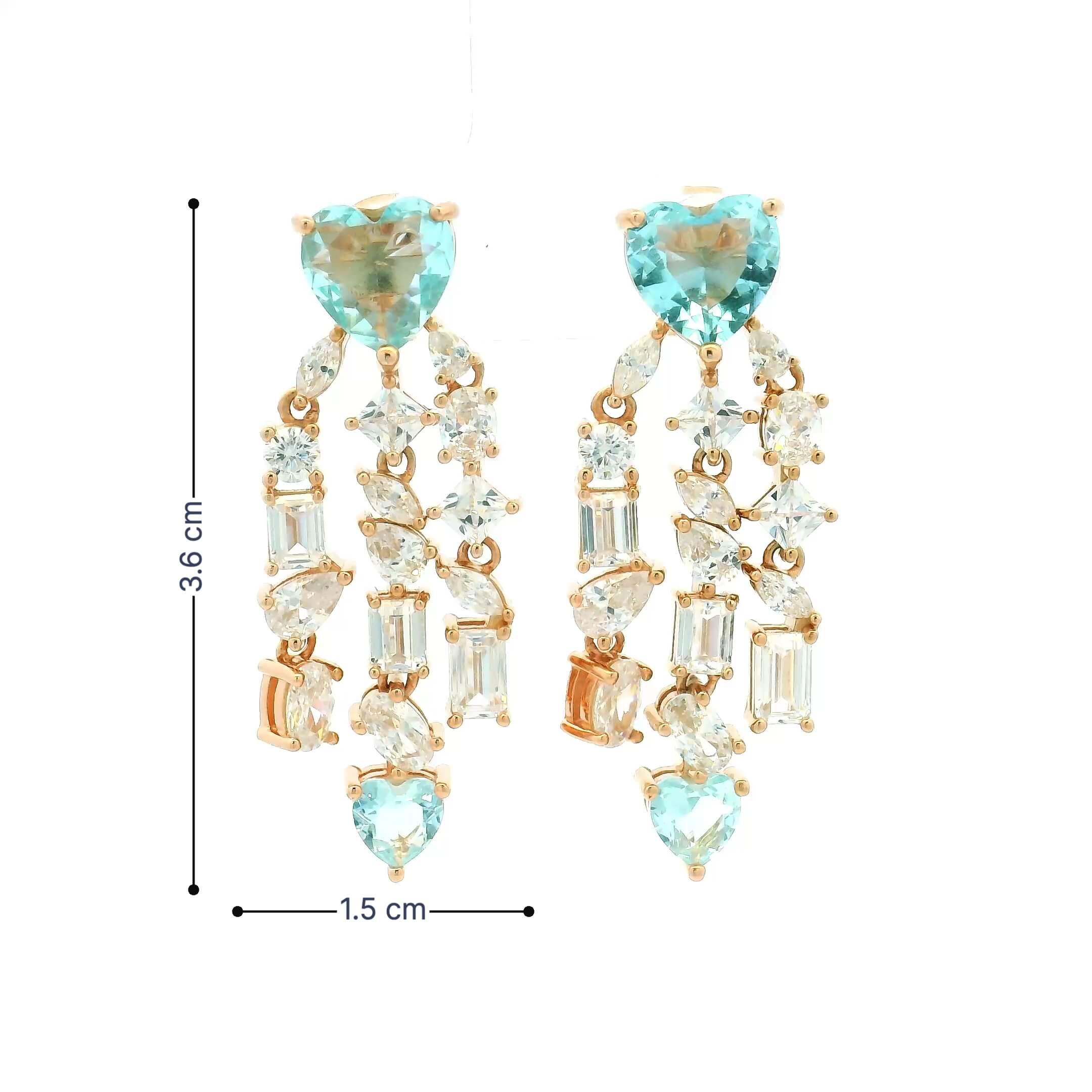 Sparkling Aqua Heart Dangle Earrings