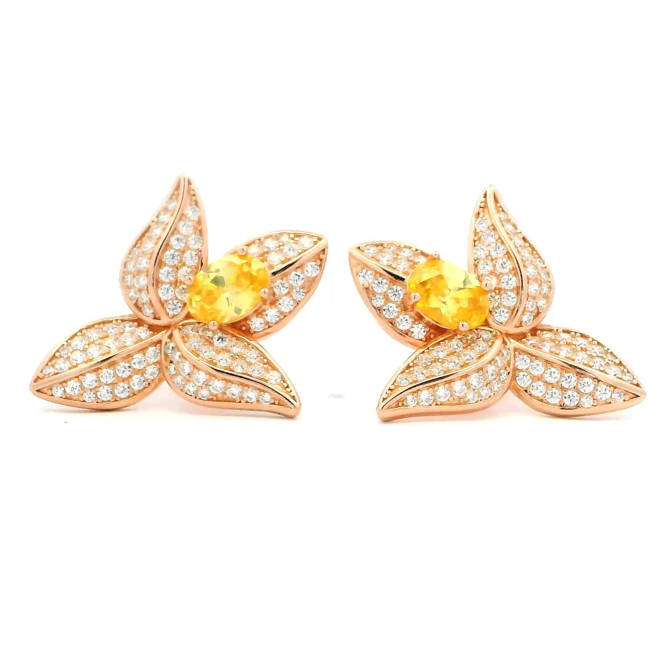 Yellow Gemstone Bloom Studs