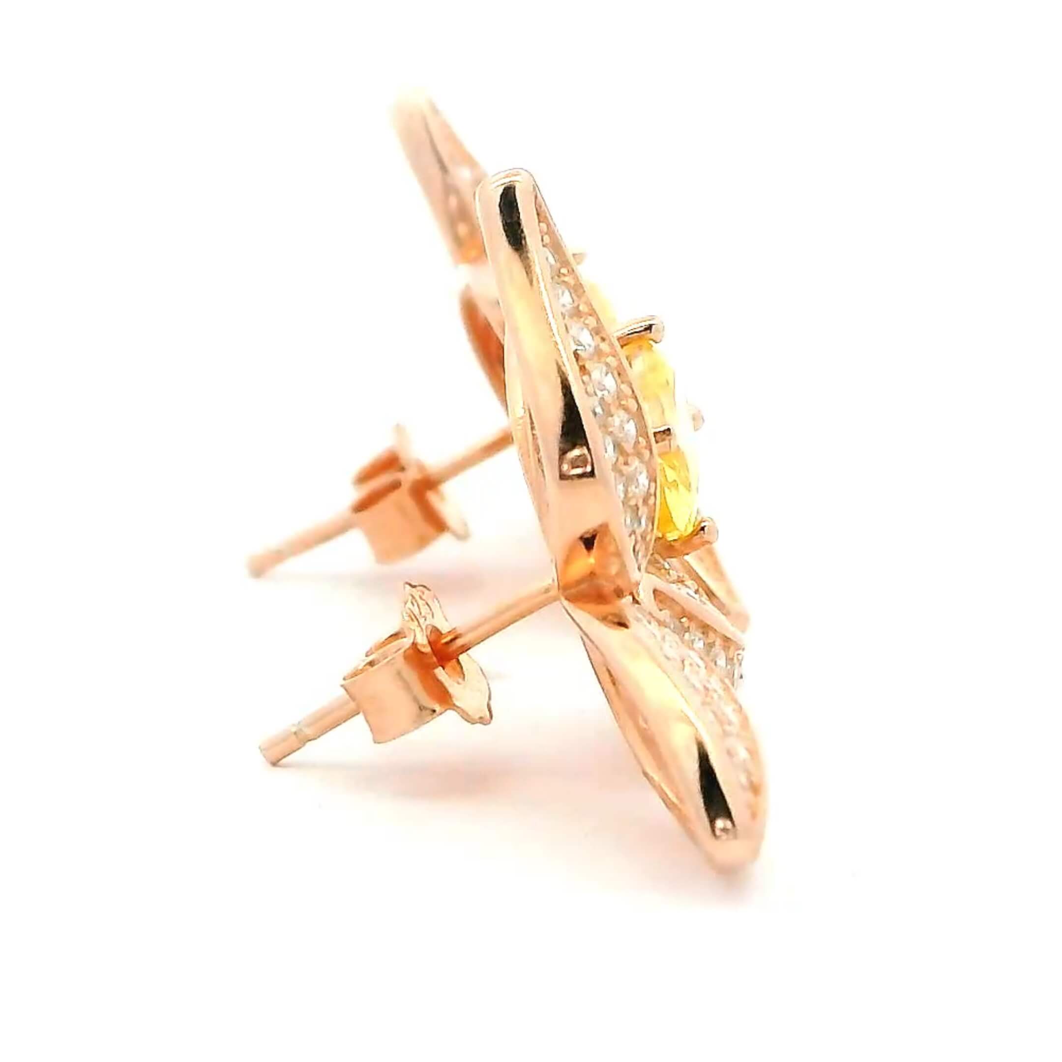 Yellow Gemstone Bloom Studs