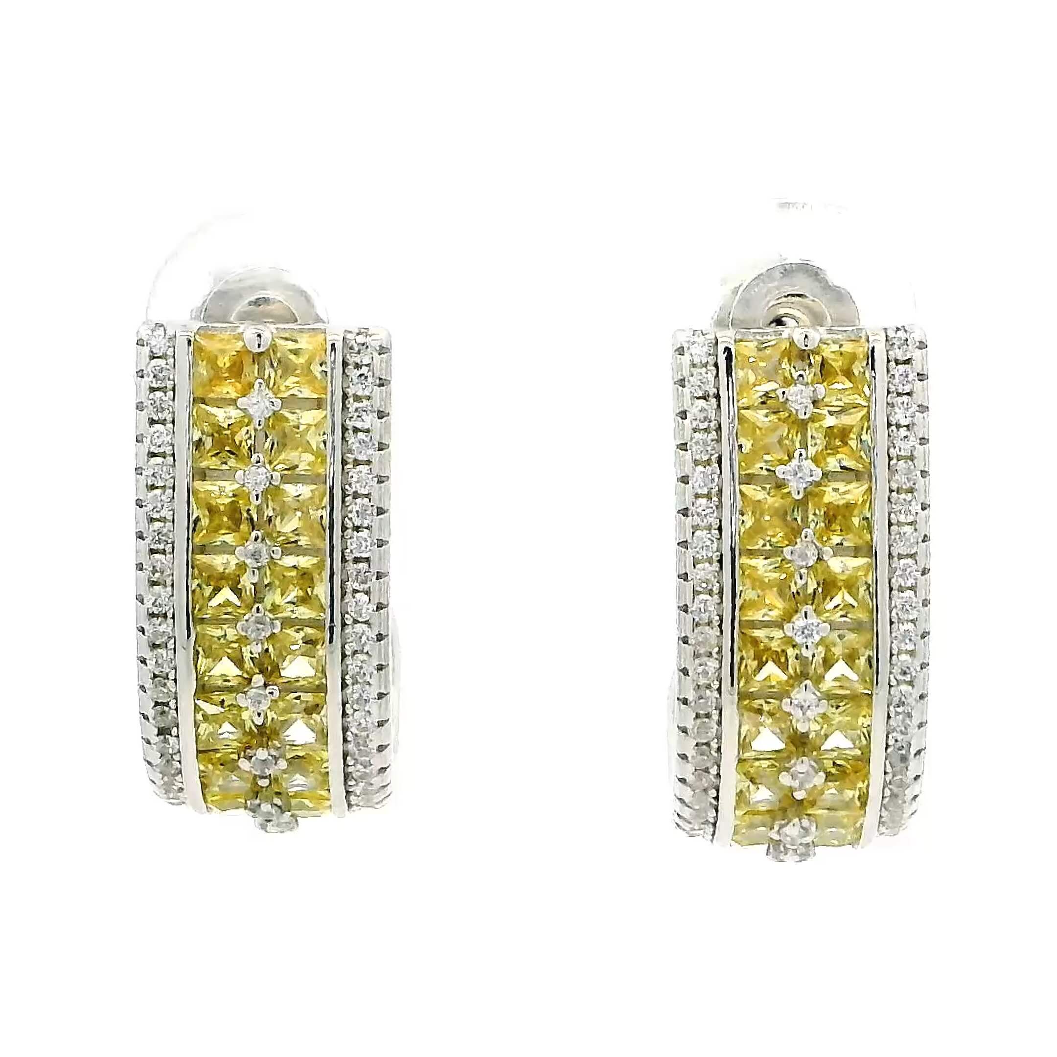 Vibrant Yellow Gemstone Hoops