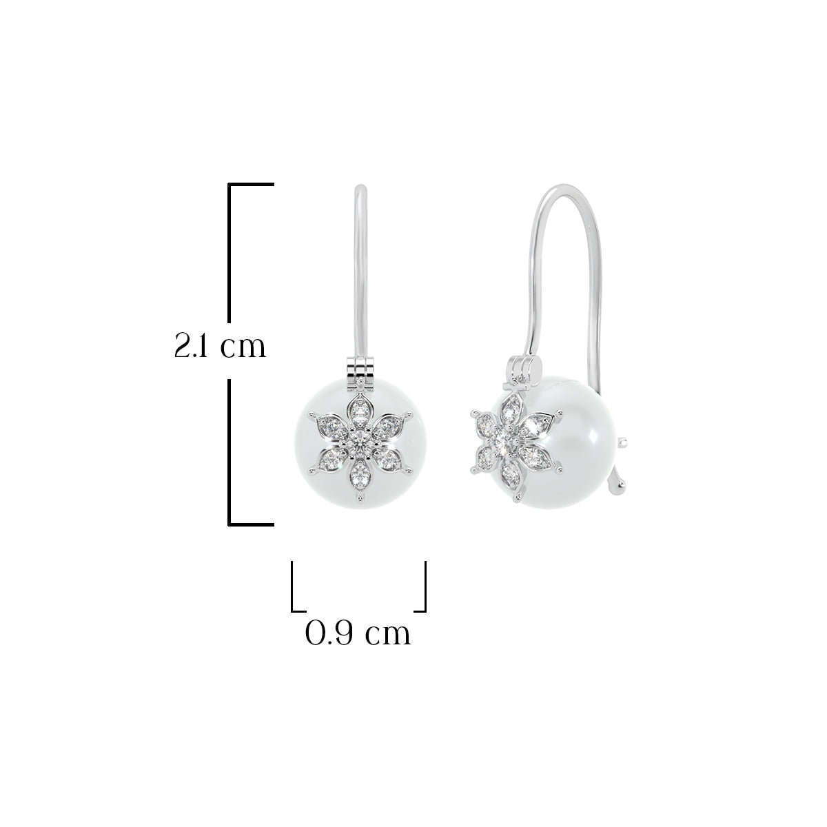 Floral Pearl Drop Earrings in Sterling Silver