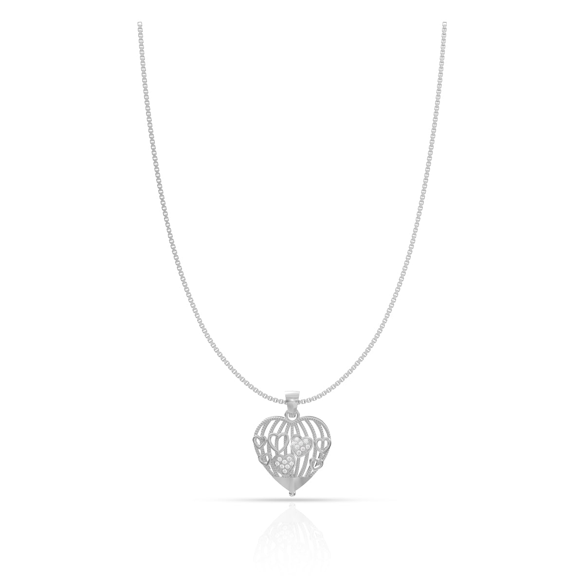 Silver Heart Mesh Pendant