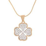 Rose Gold Floral Clover Diamond Pendant with Link Chain