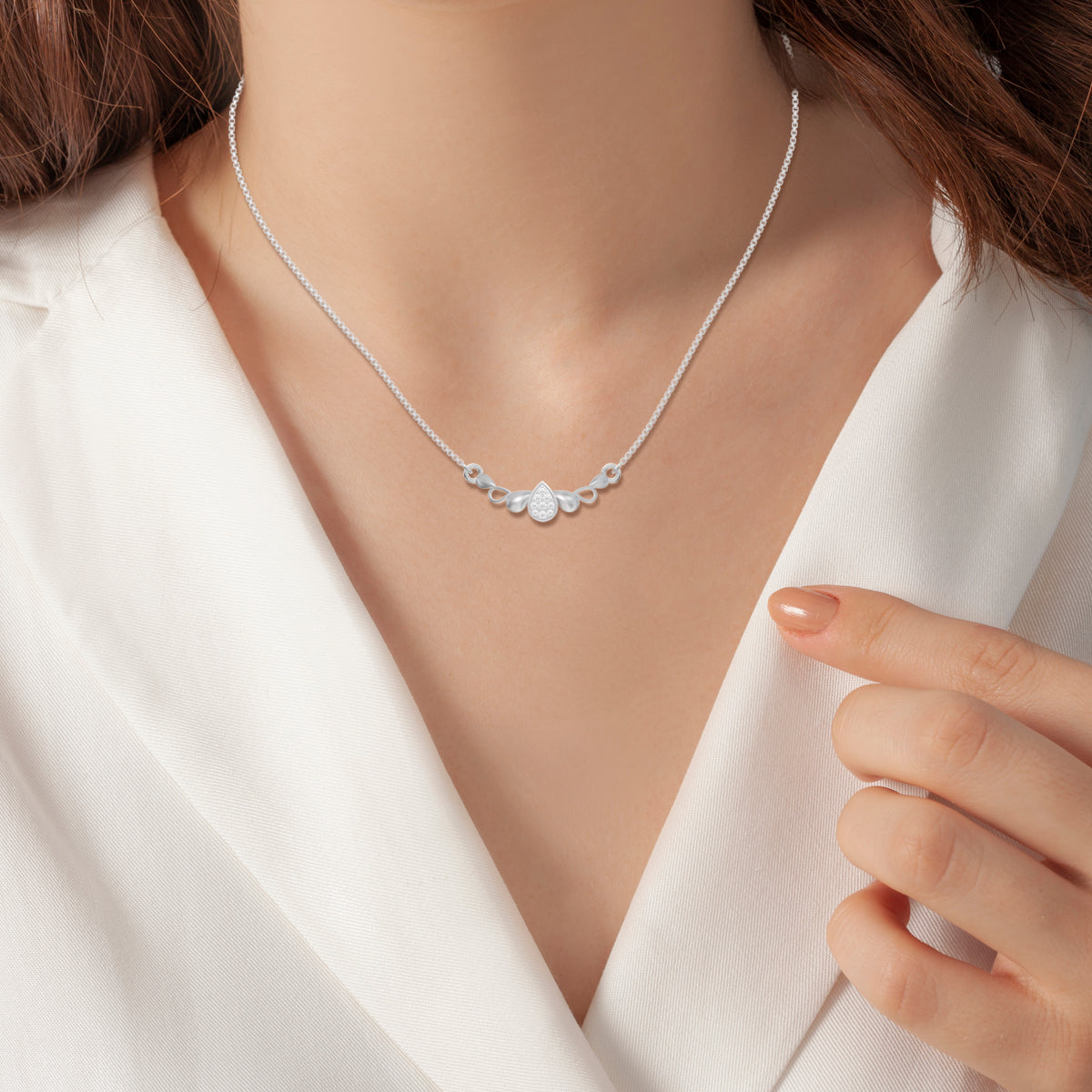 Silver Crystal Studded Pendant