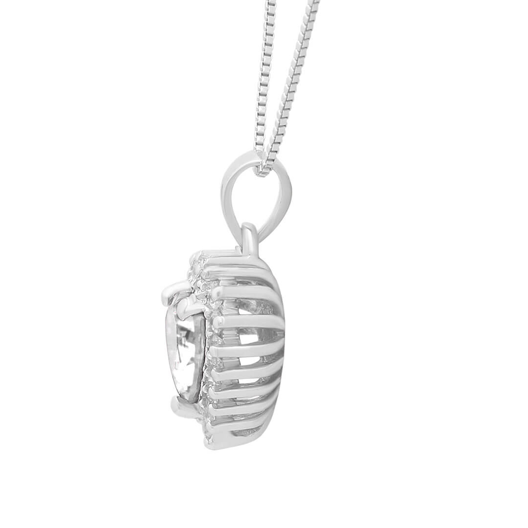 Silver Solitaire Heart Pendant Set