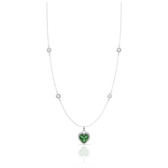 Silver Emerald Green Heart Necklace