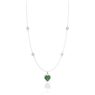Silver Emerald Green Heart Necklace
