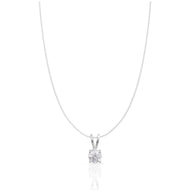 Silver Classic Zircon Pendant with Link Chain