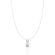 Silver Classic Zircon Pendant with Link Chain