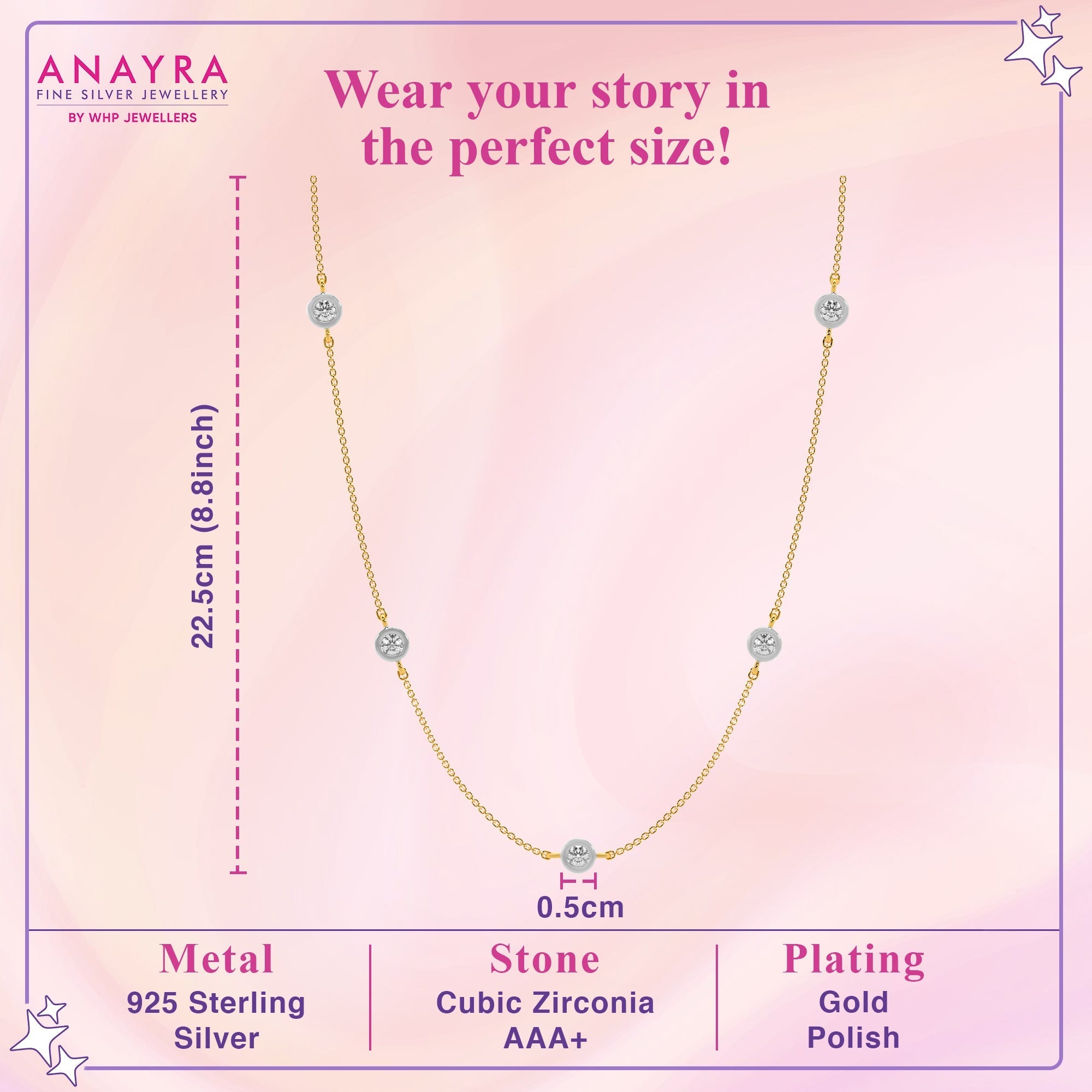 Modern Sparkle Bezel Necklace
