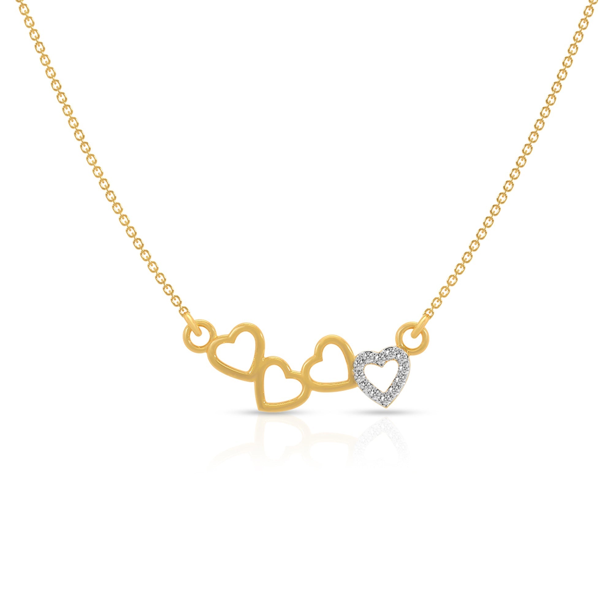 Delicate Two-Tone Heart Charm Necklace