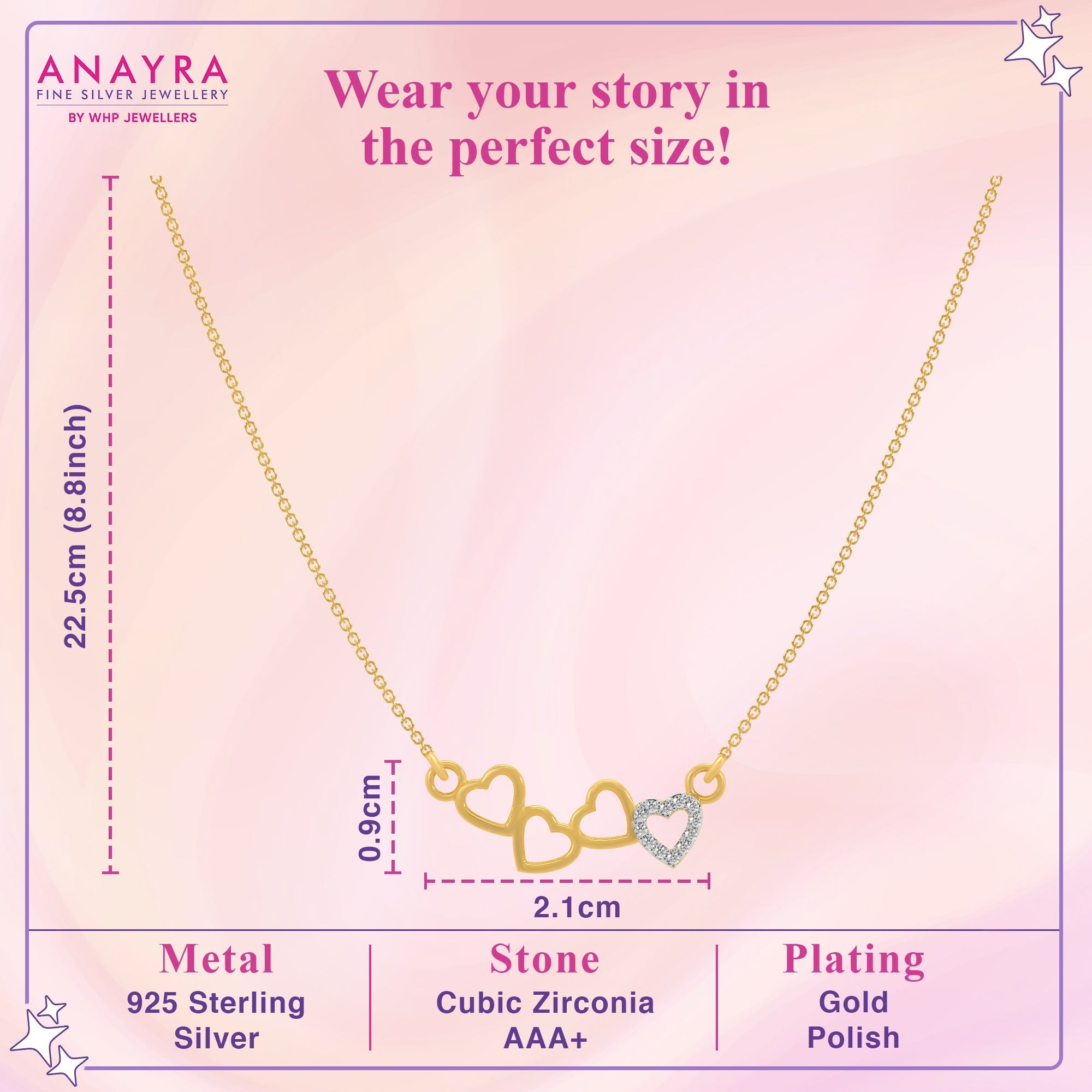 Delicate Two-Tone Heart Charm Necklace