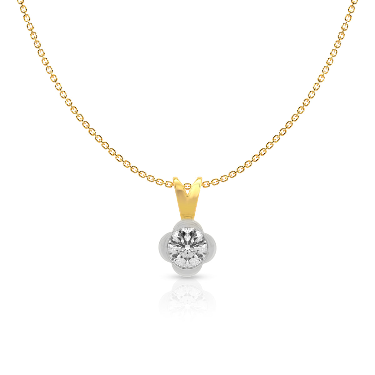 Charming Gold Necklace with Diamond Flower Pendant