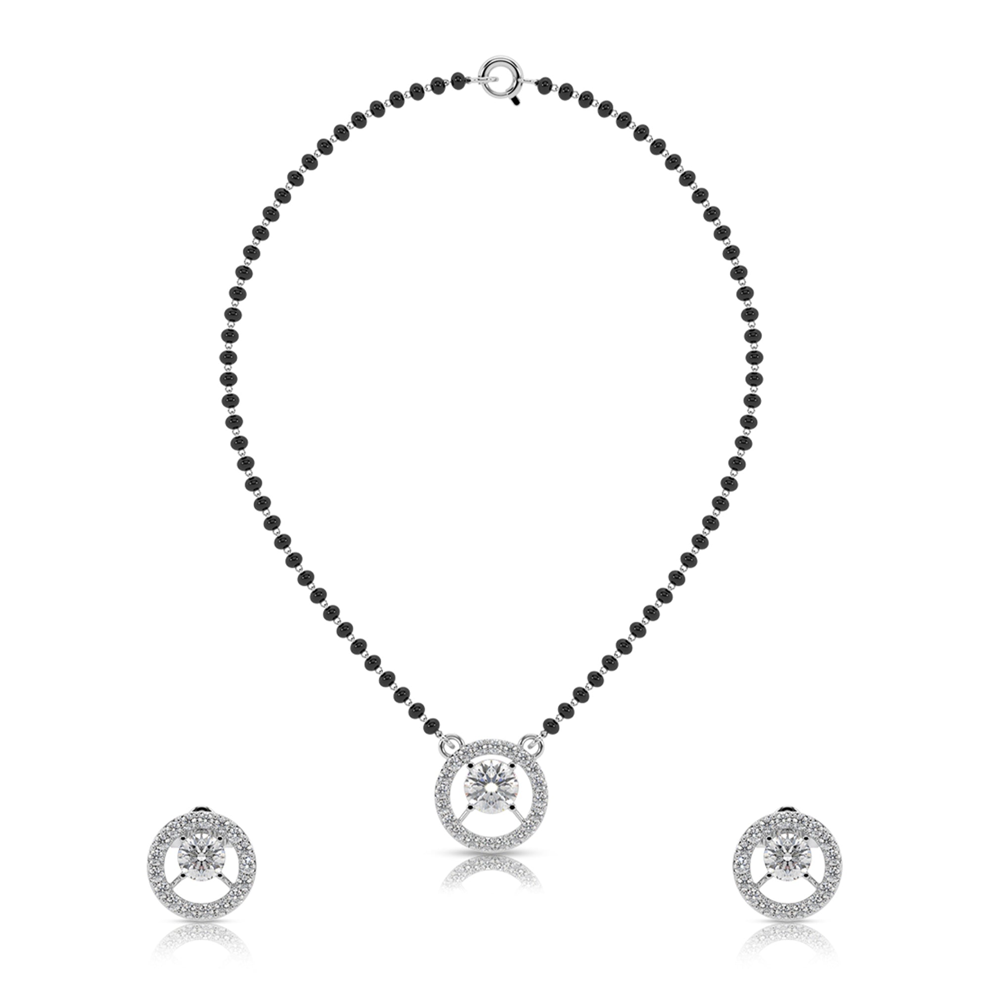 Diamond Mangalsutra Set with Earrings