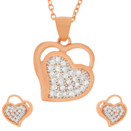 925 Sterling silver interlocked Heart Pendant Set