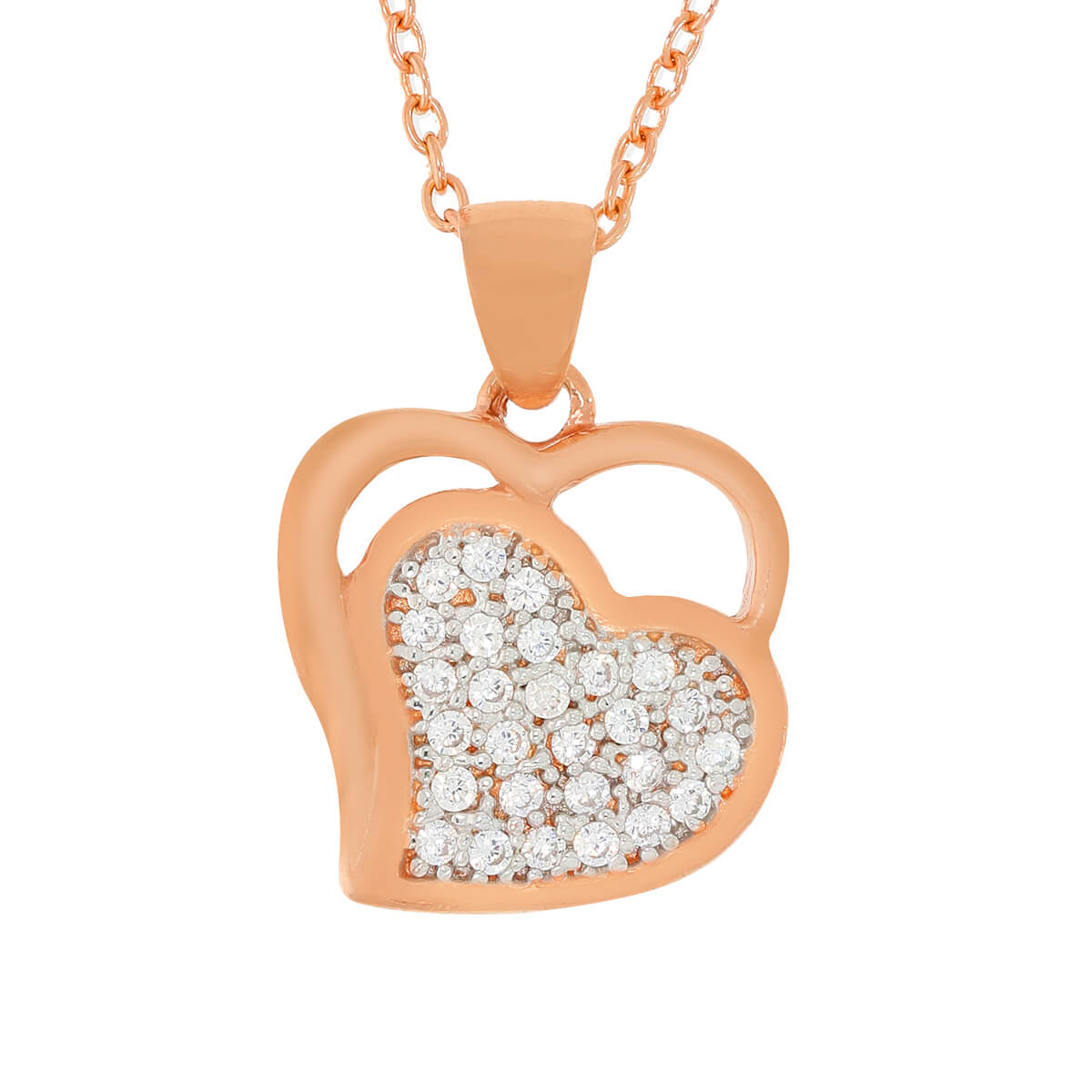 925 Sterling silver interlocked Heart Pendant Set