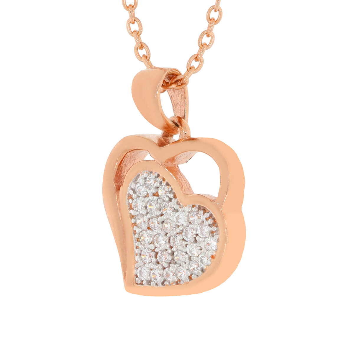 925 Sterling silver interlocked Heart Pendant Set