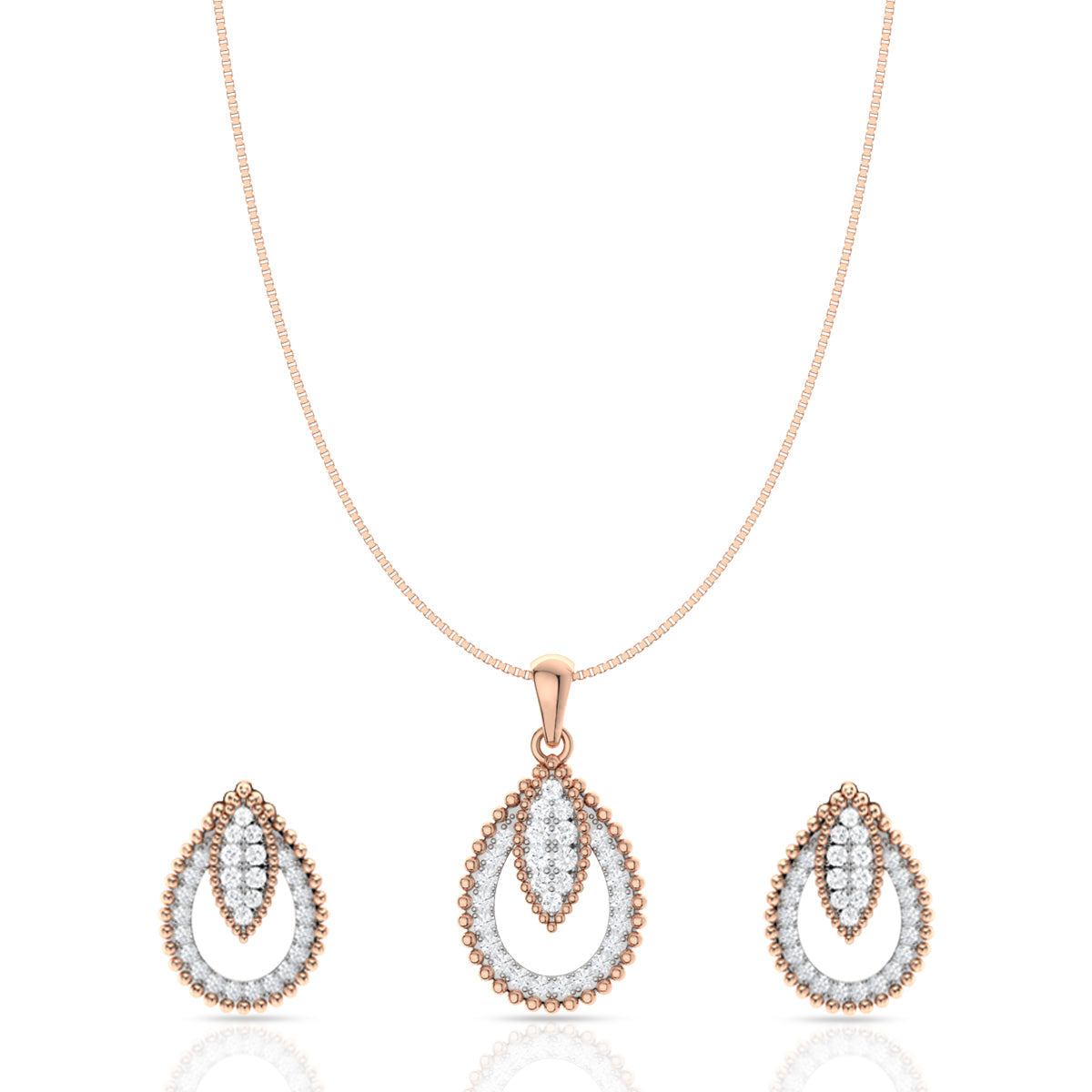 Opuntia Bloom Silver Pendant Set with Link Chain