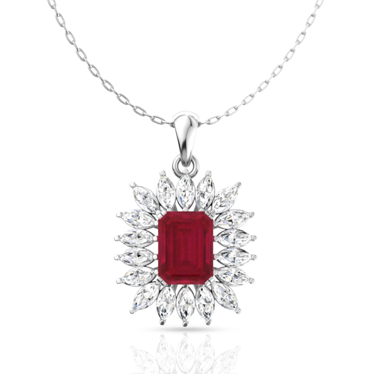 Silver Royal Red Pendant Set