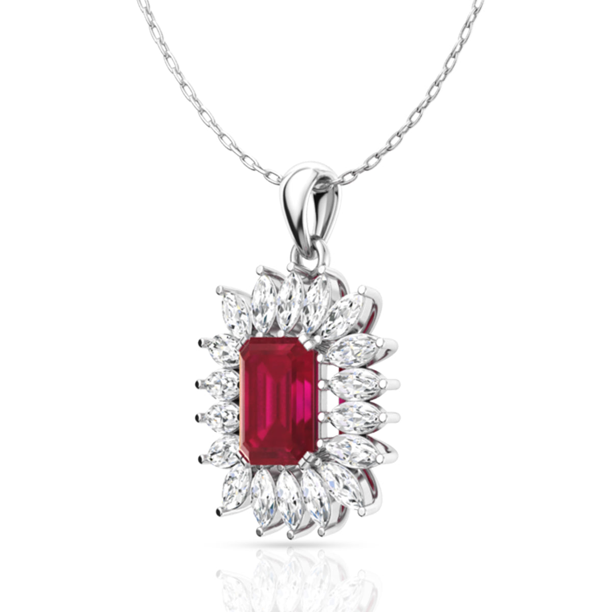 Silver Royal Red Pendant Set