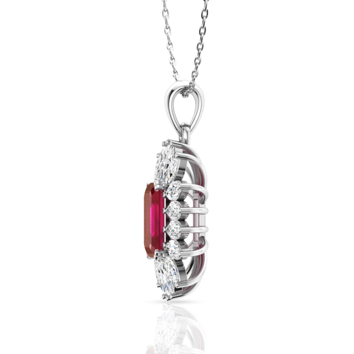 Silver Royal Red Pendant Set