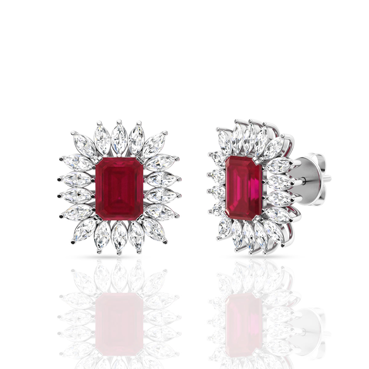 Silver Royal Red Pendant Set