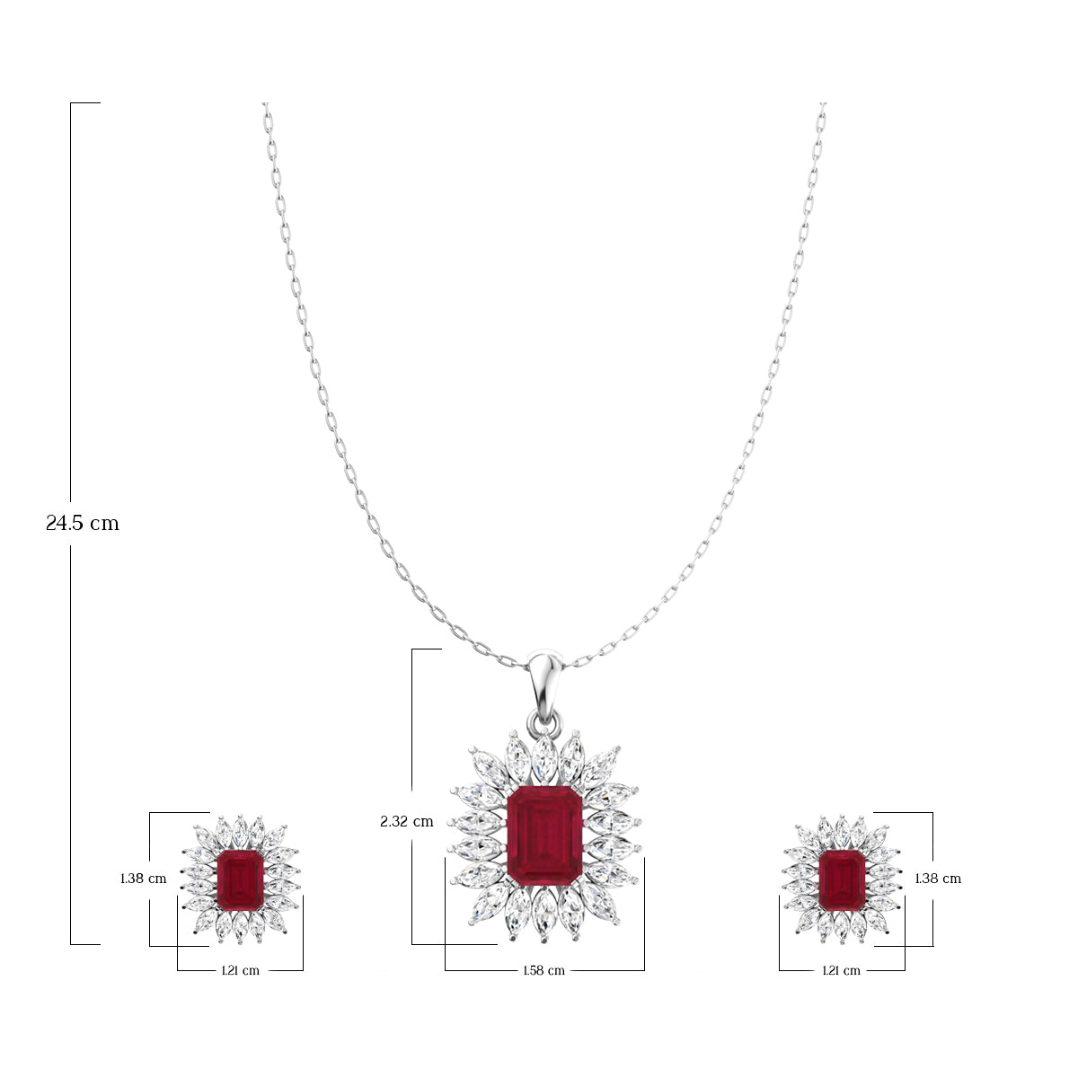 Silver Royal Red Pendant Set