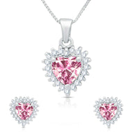 Pink Passion Silver Heart Pendant Set
