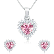 Pink Passion Silver Heart Pendant Set