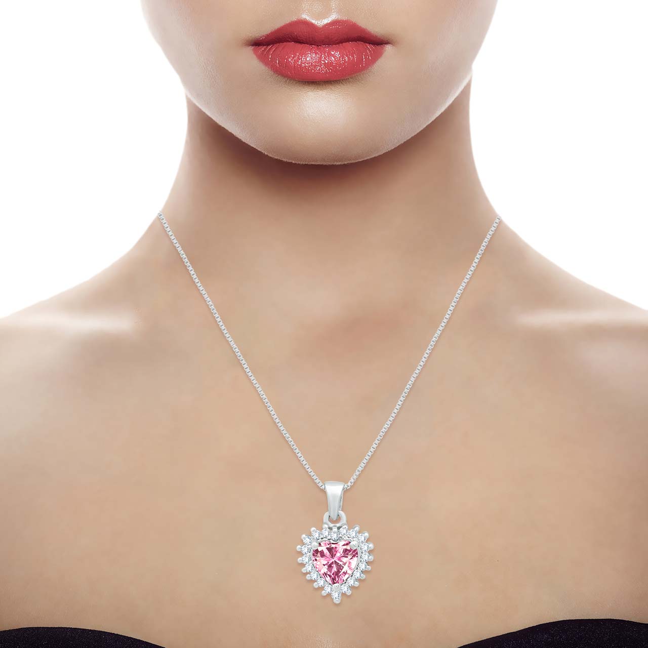 Pink Passion Silver Heart Pendant Set