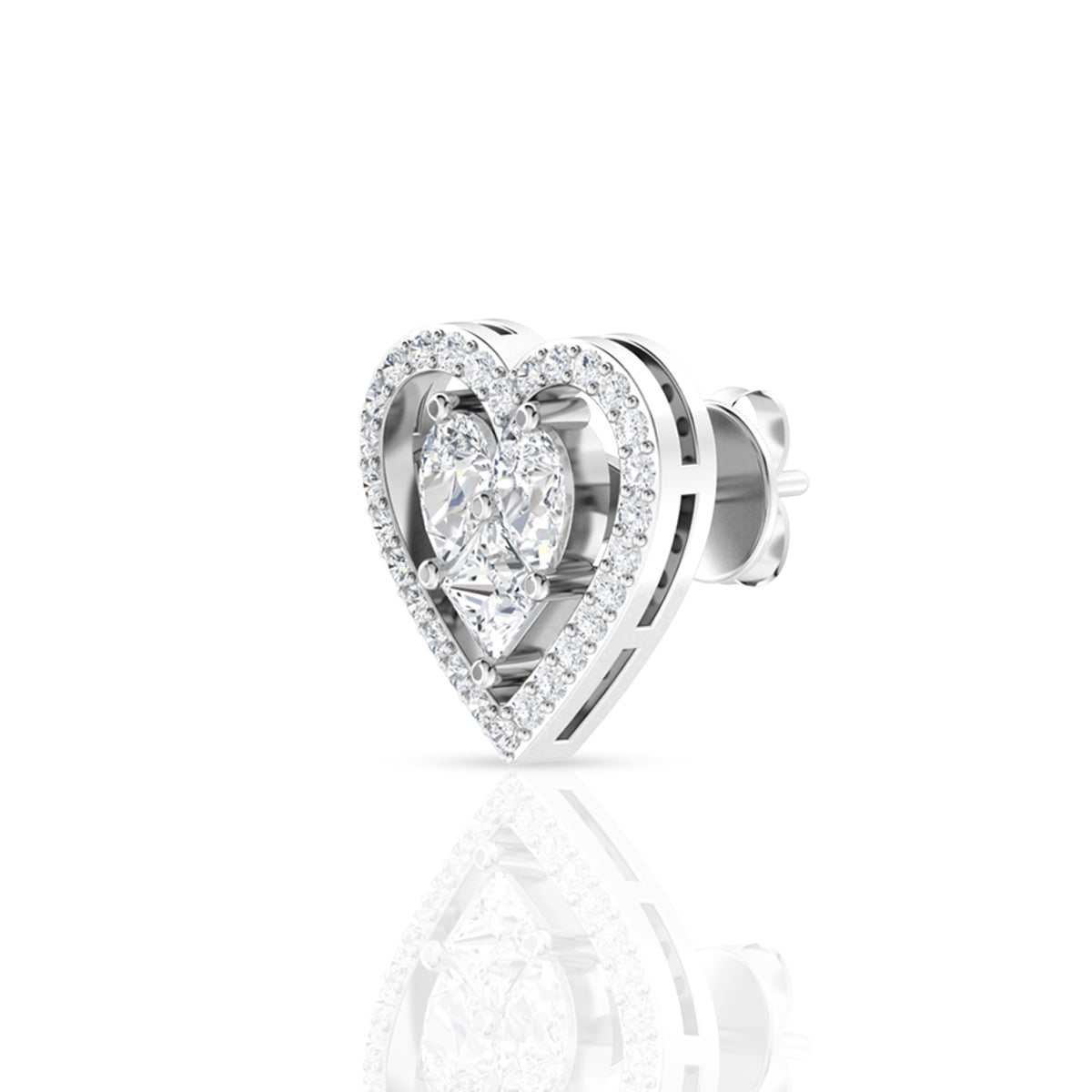 Embellished Diamond Heart Pendant Set In Silver