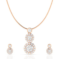 Silver Diamond Pendant With Earrings