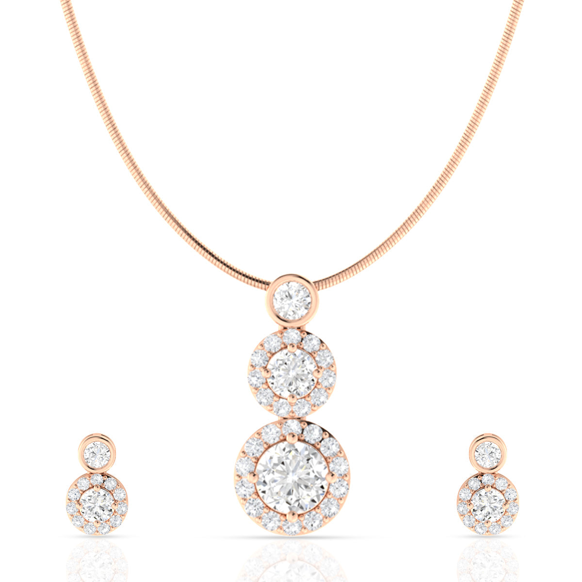 Silver Diamond Pendant With Earrings