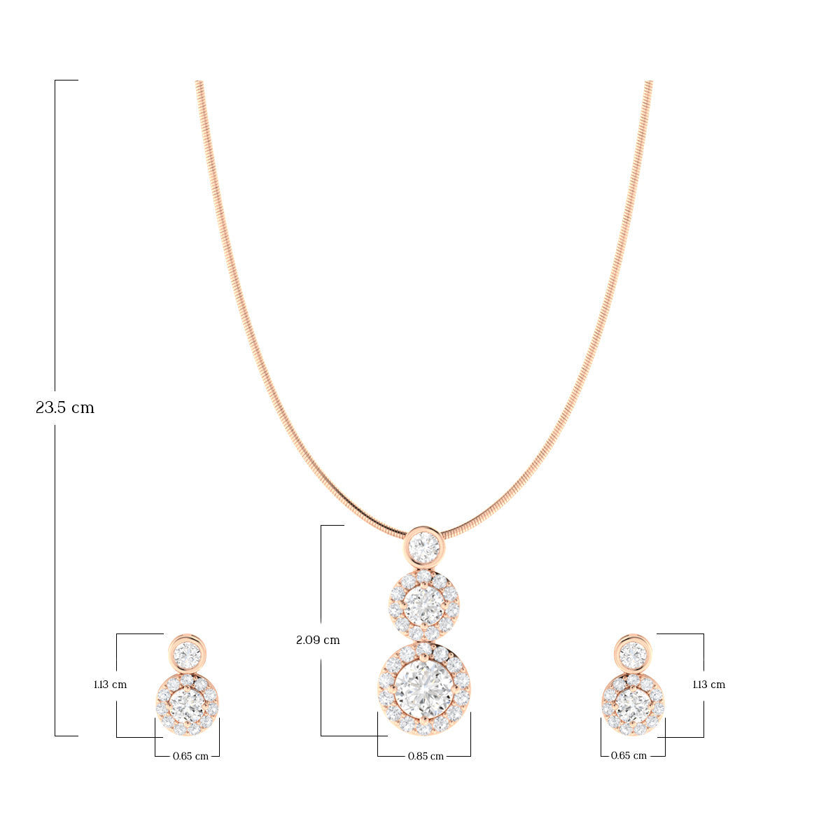 Silver Diamond Pendant With Earrings
